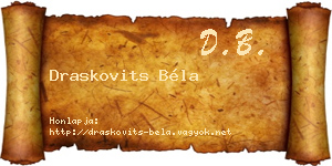 Draskovits Béla névjegykártya
